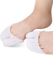 زوج/زوجان من وسادة أصابع القدم السيليكونية البيضاء لمنع الاحتكاك وتوفير الراحة، تصميم قابل للتنفس لحماية أصابع الرقص من الإصابات، خالية من الروائح الكريهة، حل لرعاية القدم، وسادة قابلة للتكيف - أبيض - مشاهدة 2