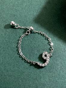 1 Stück 925 Sterling Silber eleganter & einfacher arabischer Buchstaben Ketten-Verstellbarer Ring als Geschenk für Frauen, Hochzeit, Geburtstag, Muttertag - Brief - Übersicht 5