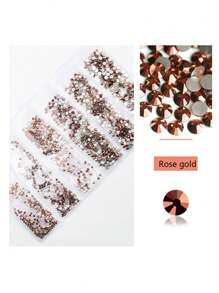 1728 Pcs Flat Back Crystal Glass Nail Art Rhinestones. 4#-12# 6 Sizes Mix DIY Decorations For Nails, Clothes, Bags, Hair Accessories, Cars, Beddings, Pendants, Etc. Suitable For Teenage Girls, Women Nail Art, Eye Makeup, Face Stickers, Jewelry Decoration Flat Back Rhinestones. 6 Bags Of Crystal Glass Flat Back Rhinestones. Nail Charms Nail Gems Nail Supplies