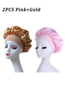Bonnet de soie pour dormir, bonnets à cheveux en satin, bonnet de nuit en soie à bande élastique douce, enveloppement de cheveux en soie pour cheveux bouclés, idéal pour préserver les boucles pendant la nuit, bonnets de douche toutes saisons, confortable pour les patients en chimiothérapie, décoration de salle de bain d'été, bonnet de cheveux pour la rentrée scolaire