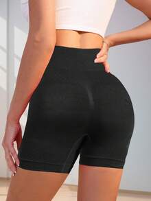 2PCS Tummy Control Shapewear Sports Shorts Seamless Stretchy Biker Shorts For Summer - Multicolor - View 5