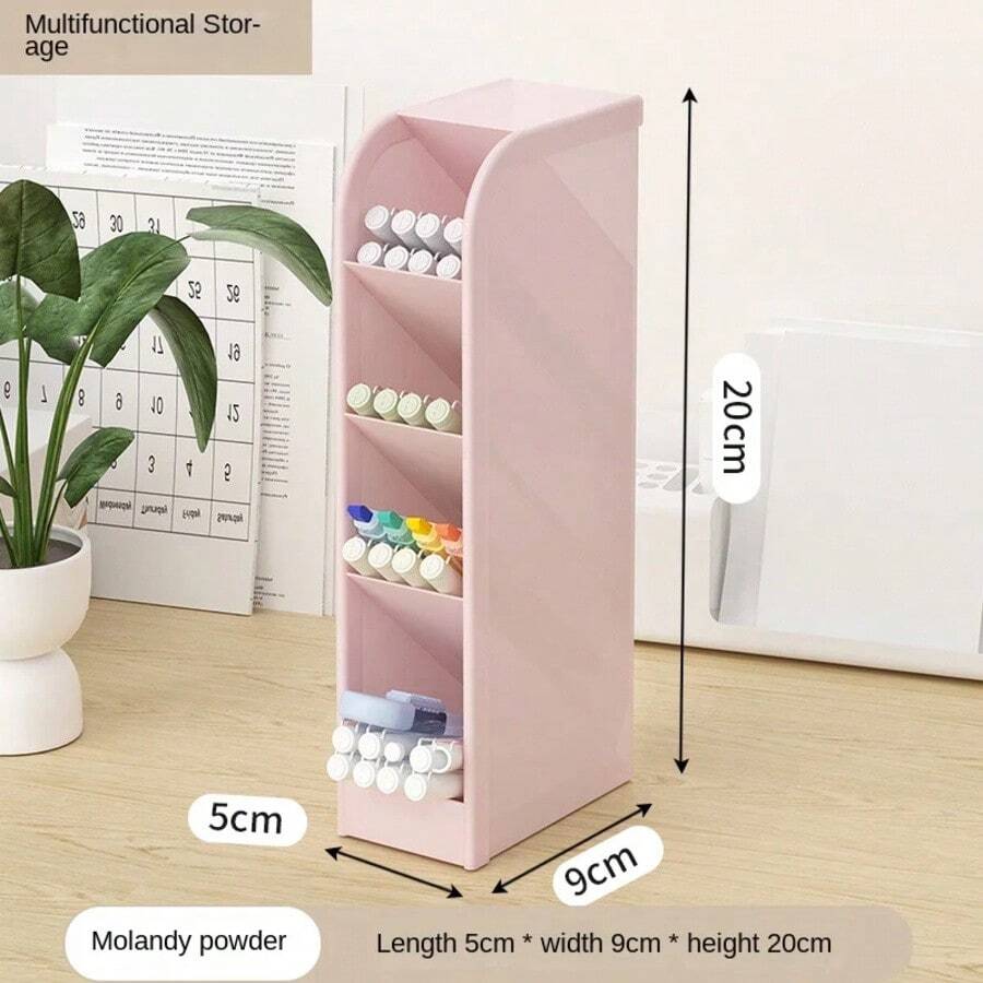 Organizador de bolígrafos, organización de escritorio, bonitos marcadores de lápiz, portavasos, conjunto de caja de almacenamiento, papelería multifuncional para el hogar y la Oficina - Rosa - Ver 1