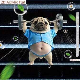 2D 亚克力平面可爱哈巴狗汽车通风口香味扩散器，亚克力汽车通风口装饰夹，配有两个香味垫，无味+随机香味，汽车清新剂，汽车内饰配件。