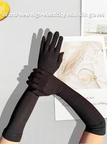 Gants longs pour femmes pour soirée, gants d'opéra en satin noir, gants haute élasticité qui ne se déforment pas et remontent jusqu'aux coudes