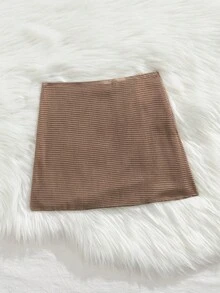 Summer Vacation Beach Metal Decor Cover-Up & Slit Skirt Set - Brown - View 3