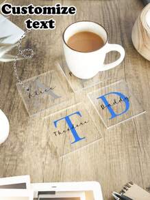 1 Customized Square Acrylic Coaster With Initials, Personalized Name Coaster, Birthday Gift, Beverage Coaster, Personalized Coaster, Gift For Parents, Home Gift