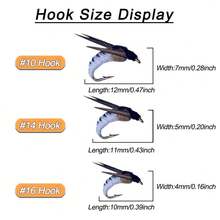 5 piezas de moscas de pesca con mosca realistas, moscas artificiales biológicas tipo insecto para pescar lubina, trucha y carpa - Multicolor - Ver 3