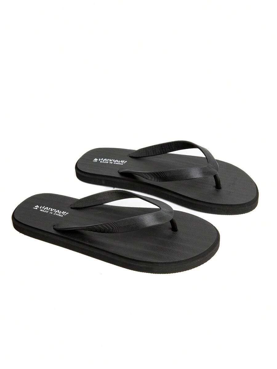 Spring/Summer Unisex Plus Size Casual, Soft & Comfortable Open Toe Beach/Vacation/Bathroom/Street Flip Flops - Black - View 1