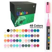 1pc Acrylic Marker Pen, 120/100/80/60/48/36/24/12 Colors, Valve Tip, Waterproof Layerable Colored Pens, Fade-Resistant, Non-Bleeding, Suitable For Sketching, Art Students, DIY Drawing And Coloring Back To School