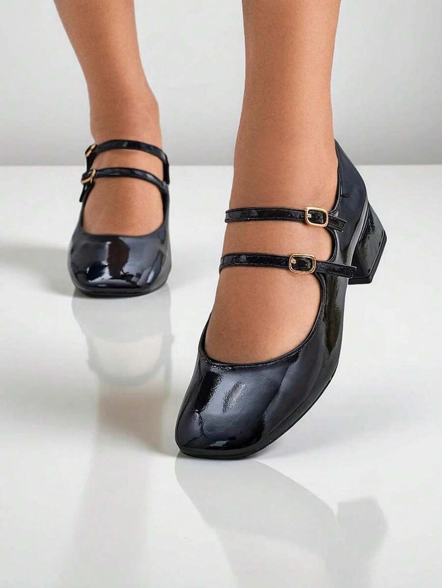 女士漆皮系带高跟鞋