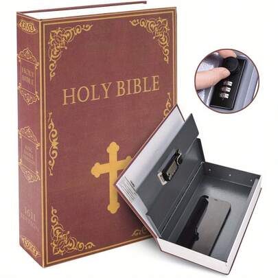 Bible One With Combination Lock, Black, Blue, Book Box, Box, Home English Dictionary Box With Key Lock, Deposit Box, Jewelry, Passport Valuables,Back To School,School Supplies