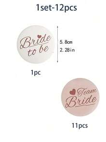 12pcs/Set Bride To Be Bridal Party Pins - Multicolor - View 7
