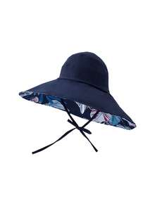 1pc Spring & Summer New Leaf Pattern Sun Hat, Ladies Half-Brimmed Ponytail Bucket Hat, Wide Brim - A - View 8