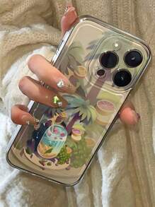Funda de teléfono con diseño de árbol de coco y patrón de frutas de verano de PlantSummer, con protección completa y a prueba de golpes adecuada para iPhone 16/15/15Pro/15ProMax/14/13/12/11/X/7/8, un gran regalo para amigos y novias