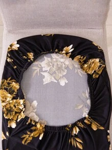 1 pezzo / 4 pezzi Fodera per sedia in tessuto di seta di latte, nuova fodera elastica con stampa floreale di stile, antiscivolo, colori versatili, adatta per sedie standard, adatta per tutte le stagioni
