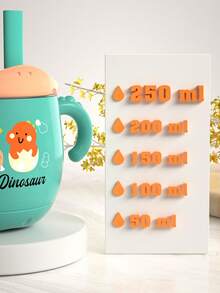 Caneca de Leite Infantil Personalizada com Escala, Caneca de Leite Antigotas de Aço Inoxidável para Bebês, Caneca de Beber Reta, Caneca com Canudo - Multicolorido - Visão 7