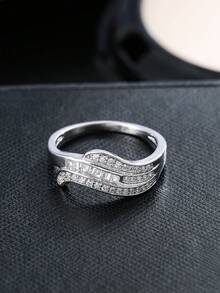 1 件女士时尚简约设计锆石戒指，节日礼物