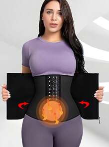 1 pieza Faja reductora. Faja reductora con control abdominal, hebilla de plástico y cremallera, cinturón de goma de cloropreno apto para ejercicio, correr, yoga, uso diario en la oficina. Usarlo ayuda a sudar y quemar grasa, proporcionando una figura estilizada.