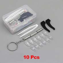 1套眼镜鼻托旋入式眼镜鼻托软硅胶鼻托替换维修工具套装带螺丝小螺丝刀眼镜布太阳镜 - 多款 - 查看 11