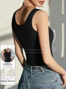 1pc Women Sleeveless Sports Casual Camisole Top, Lightweight Elastic Knit Undershirt For Summer