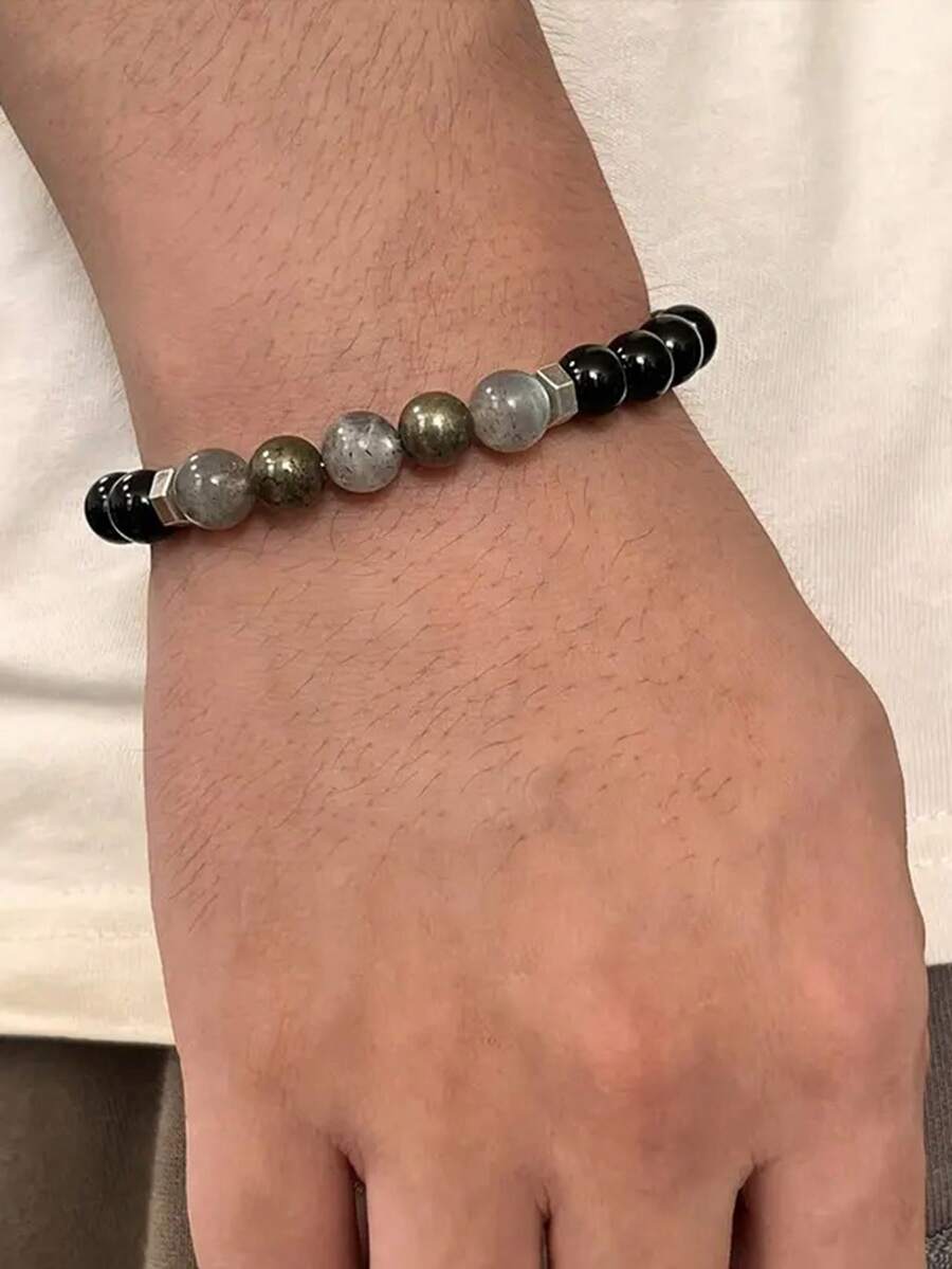 1pc Men's Bracelet Courage And Confidence Anxiety Bracelet Natural Real Crystal Gemstone Jewelry - Bracelet - View 1