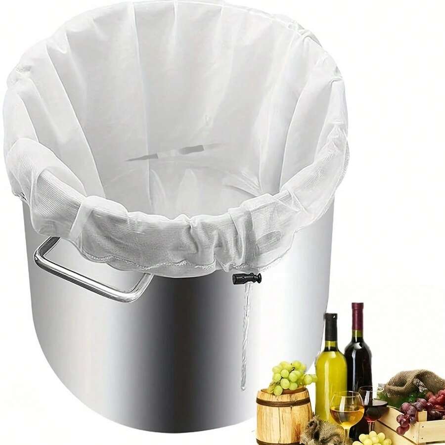 1pc Reusable Mesh Strainer Bags For Coffee, Juice, Tea & Nut Milk - Nylon, Easy Clean - White - View 1