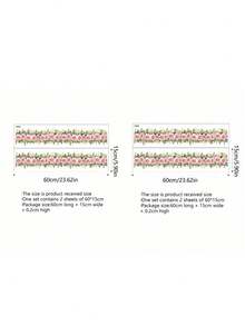 1set/2pcs Green Plant & Flowers Pattern Border Sticker For Home Decoration, Stickers, Wall Decal, Vinyl Decal For Home Decorations, Spring Decoration Items Refresh Your Home, Festival Decoration Stickers Gifts Birthday Graduation