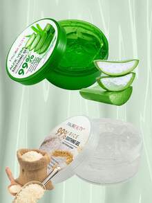 Set Of 2 Moisturizing Gels With Rice And Aloe Vera, For Body And Face, Refreshing, Clarifying, Soothing For Sunburns, 300ml. - White - View 1