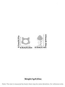 S925 Sterling Silver Asymmetric Zirconia Cute Cat Bone Stud Earrings, Ideal Valentine's Day Gift For Girlfriend/BFF, Hypoallergenic, Versatile For Party/Daily Wear, Great For Ear Piercing