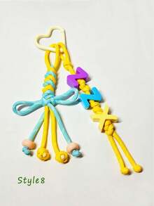 [Custom] 1pc Multicolor Braided Cord, Customized Acrylic Letter Beaded Keychain, Heart-Shaped Keychain, Name Tag Bag Charm, Water Bottle Hanger, Back To School Gift, Holiday Gift