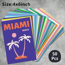 50 pièces kit de collage mural mignon et préparatoire, affiches de plage pour chambre à coucher, impression murale de voyage préparatoire de 4"X6", décoration de chambre balnéaire pour chambre à coucher et dortoir, décoration murale préparatoire, rentrée scolaire, fournitures scolaires