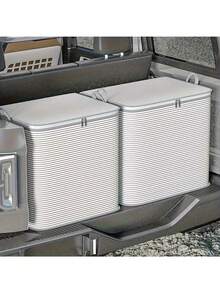 23.2in*22.8in Extra Large Clothes Storage Box, Foldable Blanket Storage Bag With Durable Handles, Gray And White Striped Design, Suitable As Gift For Friend, Bedroom Organization, Clothes Storage, Storage Container, Women Limited Time - Multicolor - View 5