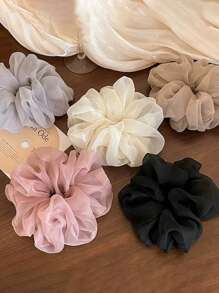 Plain Color Mesh Scrunchies, Minimalist Versatile Hair Ties