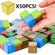50/100/200pcs Random Magnetic Building Blocks, Stacking Magnetic Cubes, STEM Montessori Sensory Toys, Enhance Hand-Eye Coordination And Creativity, Magnetic Cubes Toys, Suitable For Birthday And Holiday Gift For Boys And Girls 3+ Years Old (Random Color & Pattern Styles)