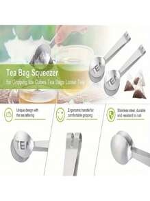 1pc/2pcs Stainless Steel Tea Bag Clip, Tea Clip, Tea Ceremony Tweezers, Chinese Medicine Tea Cup Clip, Medicine Packaging Clip, Drain Clip