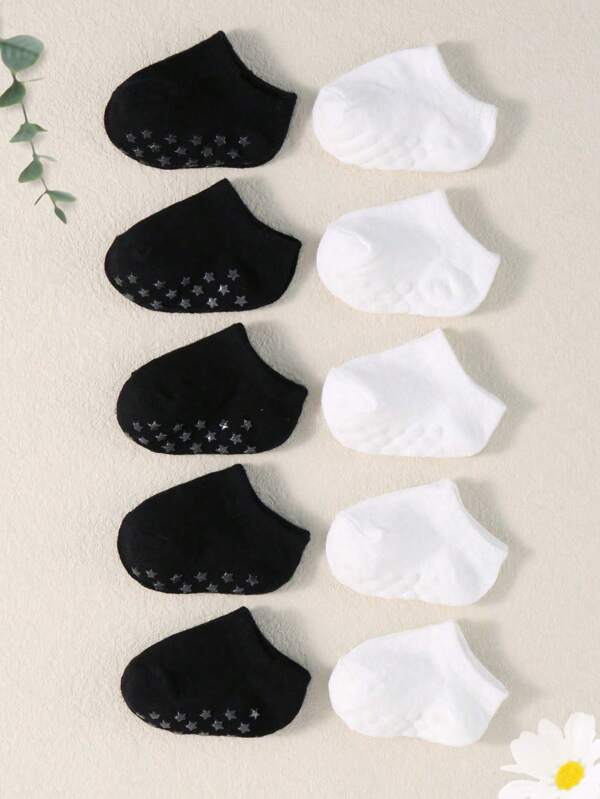 10-Pack babysokjes voor 0-3 jaar - effen gekleurde antislip sokken die niet op de vloer te zien zijn, ideaal voor de zomer, geweldig voor pasgeborenen en peuters