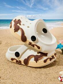 幼儿男童可爱松鼠卡通时尚舒适休闲轻便透气沙滩凉鞋，夏季 - 白色 - 查看 4