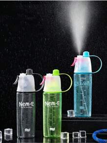 1 Pc Of 600ml Sports Spray Water Cup, Press Type Water Spray, Portable Water Bottle, Outdoor Sports, Fitness, Effective Temperature Reduction, Moisturizing, Men's And Women's Water Bottles, Suitable For Home, Outdoor, Gym