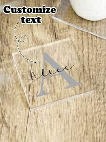 1 Customized Square Acrylic Coaster With Initials, Personalized Name Coaster, Birthday Gift, Beverage Coaster, Personalized Coaster, Gift For Parents, Home Gift