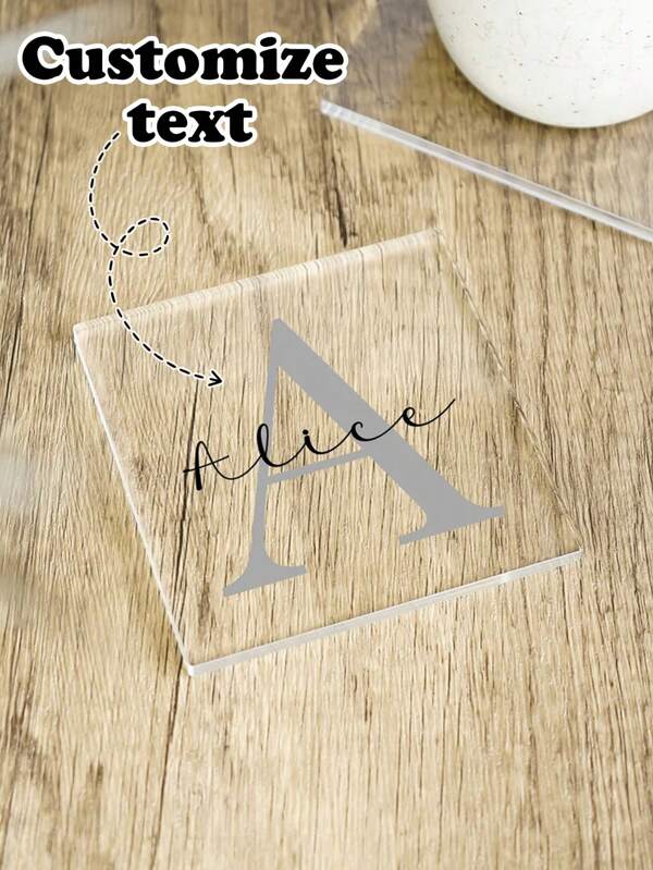 1 Customized Square Acrylic Coaster With Initials, Personalized Name Coaster, Birthday Gift, Beverage Coaster, Personalized Coaster, Gift For Parents, Home Gift