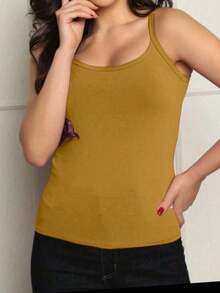 Basic Women's Tank Top With Straps - Rust Brown - View 1