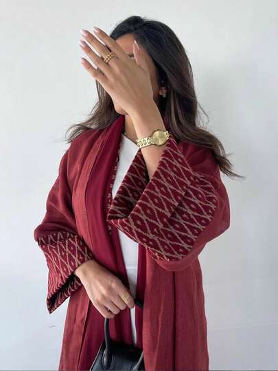 1 件女式长款印花波西米亚阿拉伯优雅多色几何图案长袍，适合日常生活、节日、派对、朴素的长袍