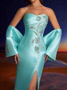 Women's Elegant Formal Evening Dress With Rhinestone Edging Trimmed Suitable For Formal Occasions,Party Dress,Gown,Wedding Guest - Mint Green - View 5