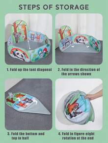 卡通球坑儿童游戏围栏干池球婴儿球池篮球架游戏围栏儿童帐篷婴儿公园游乐场（不含球） - 彩色 - 查看 7