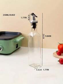1pc Glass Oil Bottle, Olive Oil Bottle, Soy Sauce Bottle, Vinegar Container, Kitchen Seasoning Storage Bottle, Kitchen Cooking Measuring Dispenser, Suitable For Cooking, Baking, Salad, Barbecue, Kitchen Supplies, Kitchen Valentine's Day & New Year Small Tool - Clear - View 3