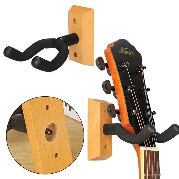 1PC Guitar Wall Mount Hardwood Guitar Hanger, U-Shaped Guitar Wall Hanger Mount, Guitar Holder Hook Stand Wall For Acoustic, Electric Guitar, Banjo, Bass, Gift For Guitar Player