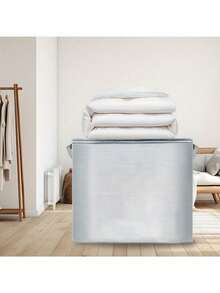 23.2in*22.8in Extra Large Clothes Storage Box, Foldable Blanket Storage Bag With Durable Handles, Gray And White Striped Design, Suitable As Gift For Friend, Bedroom Organization, Clothes Storage, Storage Container, Women Limited Time - Multicolor - View 11