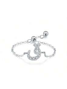 1 Stück 925 Sterling Silber eleganter & einfacher arabischer Buchstaben Ketten-Verstellbarer Ring als Geschenk für Frauen, Hochzeit, Geburtstag, Muttertag - Brief - Übersicht 33