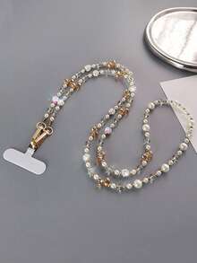 水晶莱茵石球挂绳带 - 斜挎/单肩款式，长度较长，适合户外、旅行、摄影、购物，可与手机兼容，可作为送给母亲、家人、朋友、生日、节日的礼物，手机挂饰，手机链