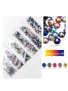 1728 Pcs Flat Back Crystal Glass Nail Art Rhinestones. 4#-12# 6 Sizes Mix DIY Decorations For Nails, Clothes, Bags, Hair Accessories, Cars, Beddings, Pendants, Etc. Suitable For Teenage Girls, Women Nail Art, Eye Makeup, Face Stickers, Jewelry Decoration Flat Back Rhinestones. 6 Bags Of Crystal Glass Flat Back Rhinestones. Nail Charms Nail Gems Nail Supplies